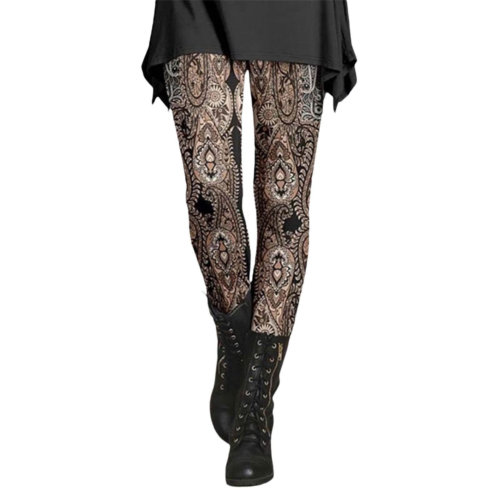 Leggings amincissants imprimés style rétro ethnique pour femmes - Droxev