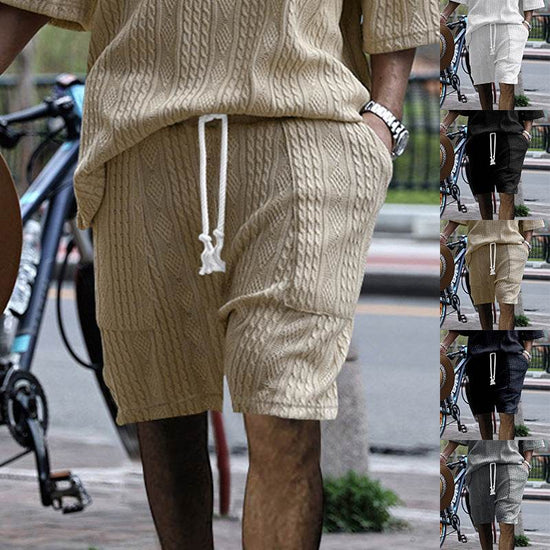 Short jacquard décontracté multi-poches pour le sport, droit et large, style printemps-été - Droxev
