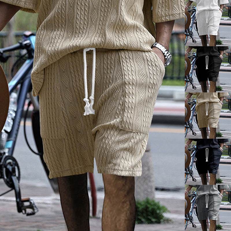 Short jacquard décontracté multi-poches pour le sport, droit et large, style printemps-été - Droxev