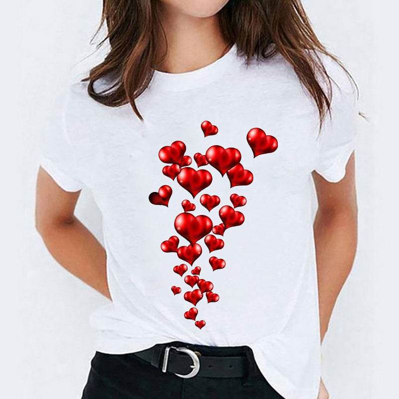 Dessin animé amour doux mignon manches courtes - Droxev