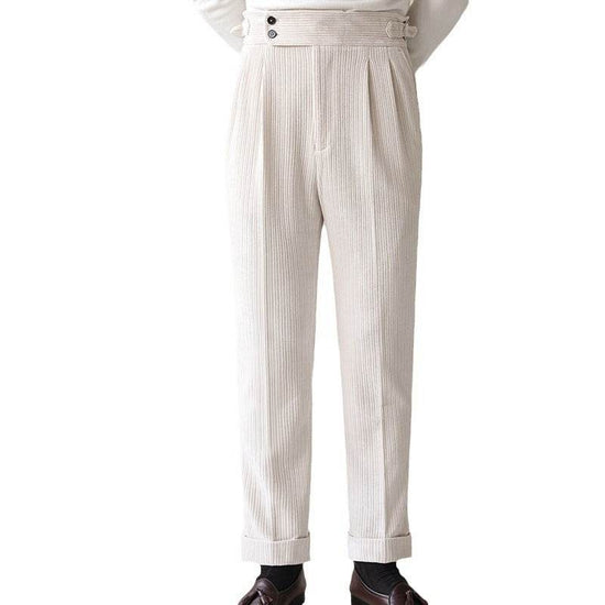 Pantalon de costume en velours côtelé pour homme, coupe droite, pour l'automne - Droxev