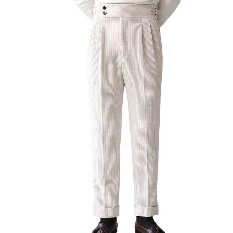 Pantalon de costume en velours côtelé pour homme, coupe droite, pour l'automne - Droxev