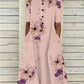 Robe longue décontractée ample à col en V et poches imprimées pour femme