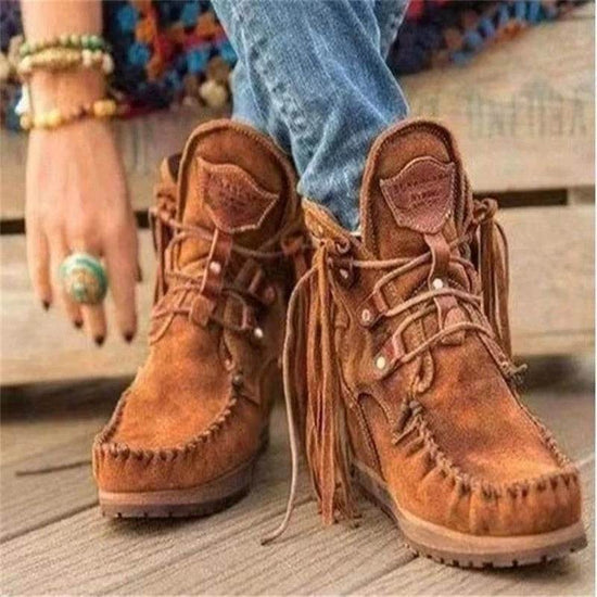 Bottes courtes à franges pour femmes, simples et tendance - Droxev