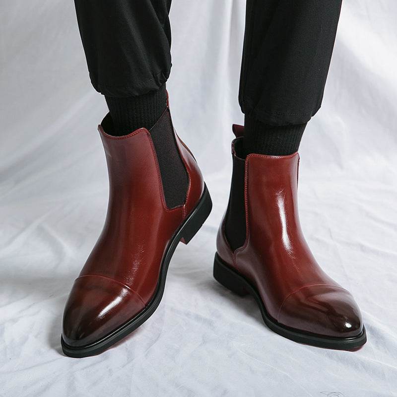 Chaussures montantes décontractées en cuir pour hommes, style britannique - Droxev