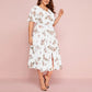 Robe Femme Imprimée Fleurie Col V Été