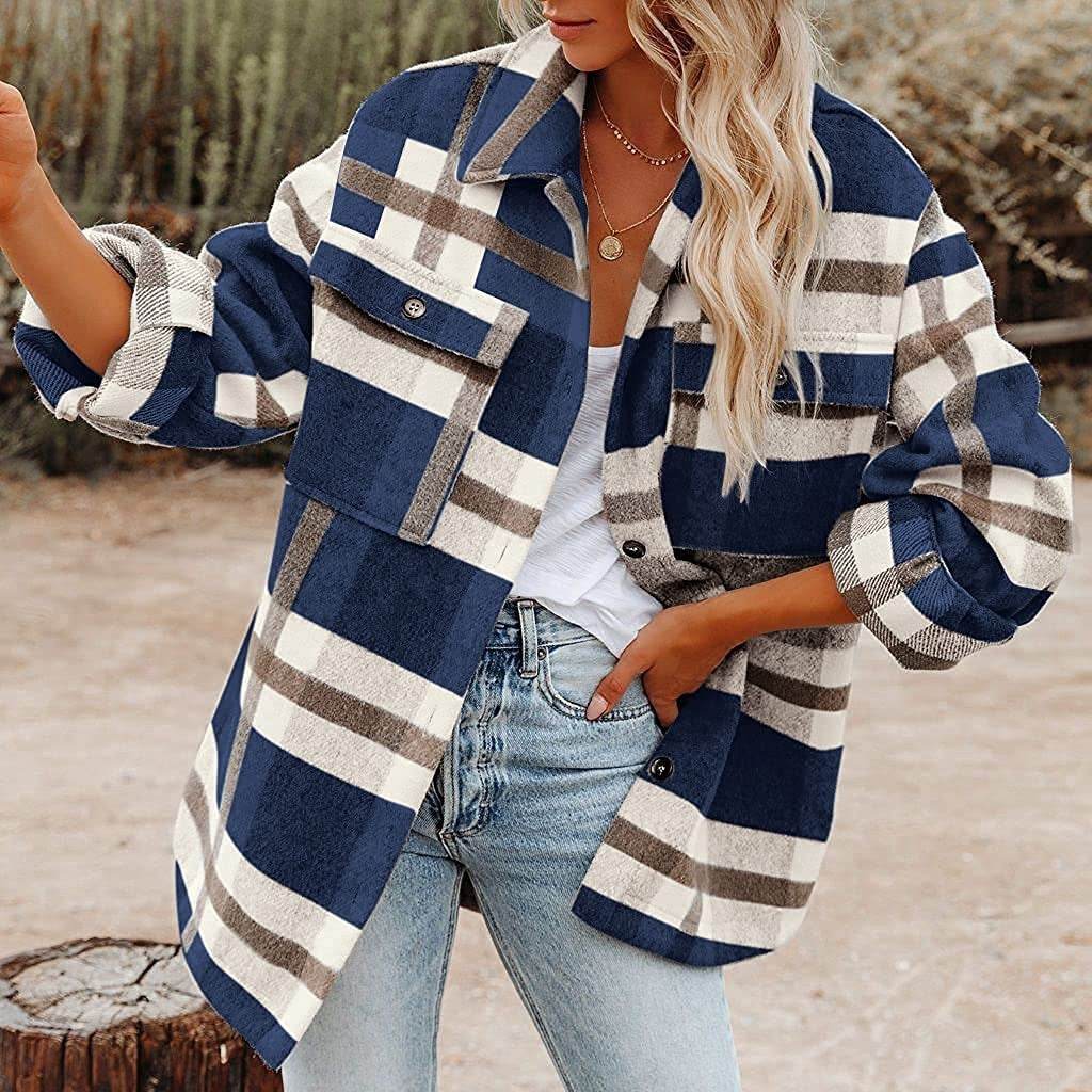 Chemise en laine et flanelle à carreaux et boutons - Droxev