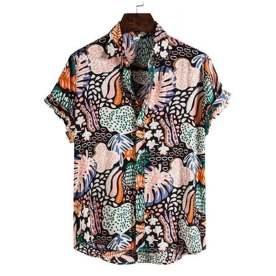 Chemise décontractée à manches courtes et revers pour homme - Droxev