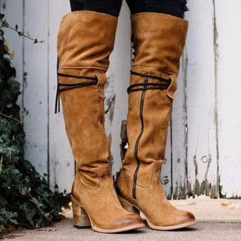 Bottes chaudes d'automne et d'hiver, bottes au-dessus du genou, bottes longues - Droxev