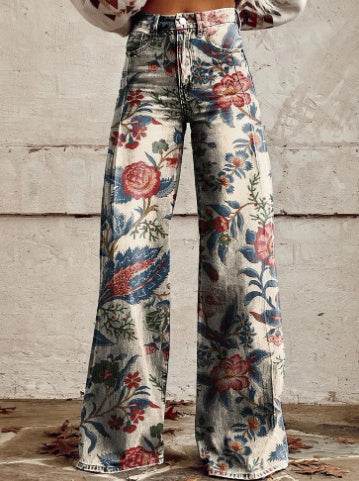 Pantalon large en faux denim fin - Droxev