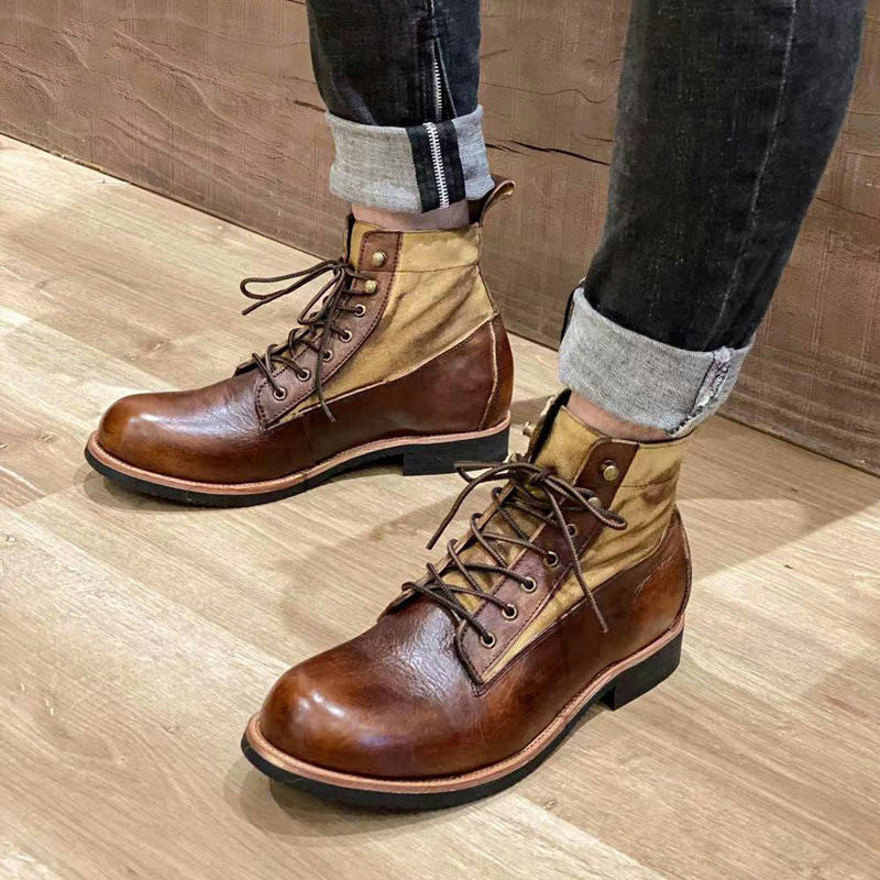 Bottes Martin rétro en cuir pour homme, hiver