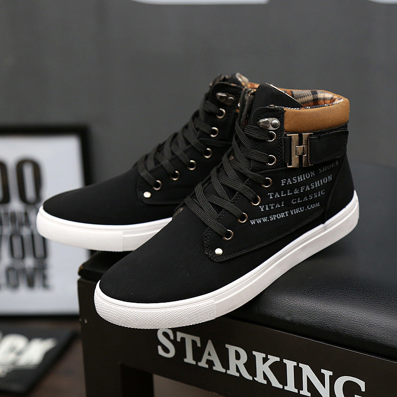 Bottes Martin pour hommes, chaussures plates à lacets