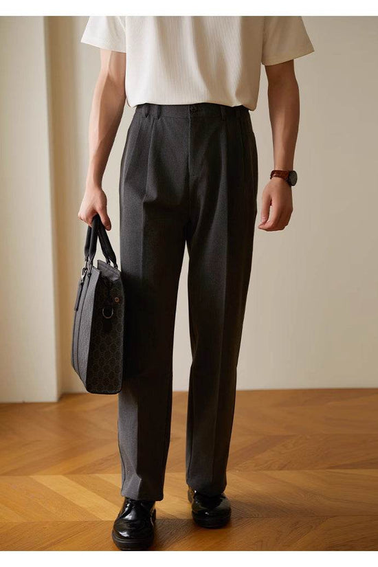Pantalon décontracté drapé droit et élastique pour le travail - Droxev