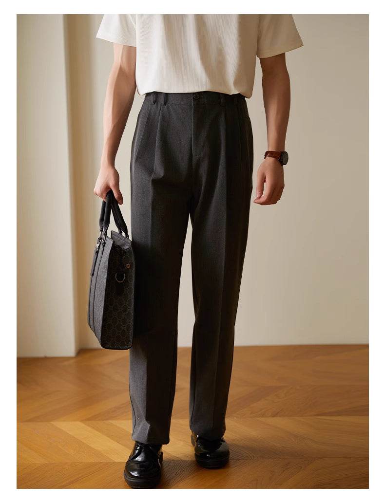 Pantalon décontracté drapé droit et élastique pour le travail - Droxev