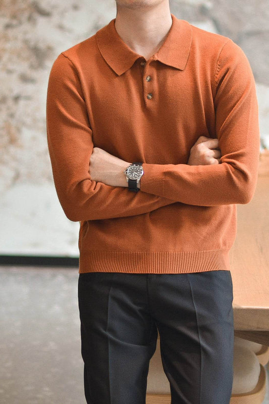 Chemise en tricot à revers vintage vert menthe pour hommes - Droxev