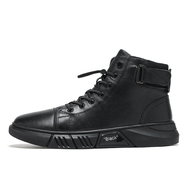 Bottes Martin décontractées en cuir et peluche pour homme