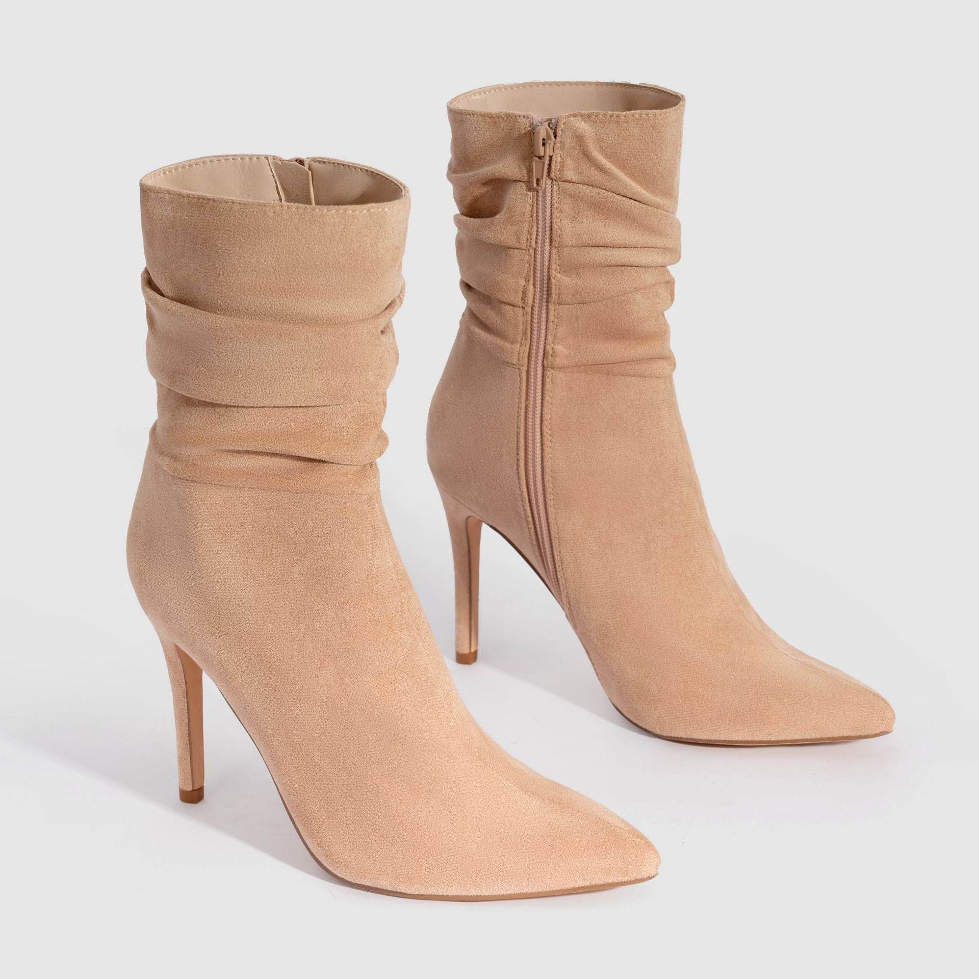 Bottes pointues à talons hauts en daim pour femmes - Droxev