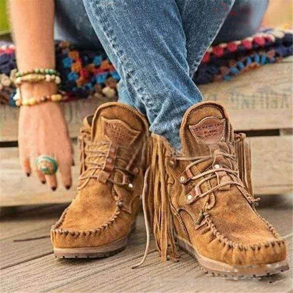 Bottes courtes à franges pour femmes, simples et tendance - Droxev
