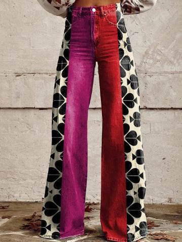 Pantalon large en faux denim fin - Droxev