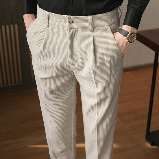 Pantalon décontracté pour homme en velours côtelé coupe slim - Droxev