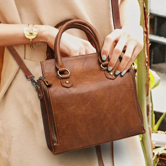 Sac à Bandoulière en Cuir avec Rangement Multi-Couches - Droxev