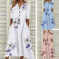 Robe longue décontractée ample à col en V et poches imprimées pour femme