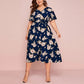 Robe Femme Imprimée Fleurie Col V Été