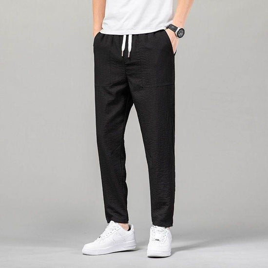 Pantalon fin de couleur unie pour homme, version épurée - Droxev