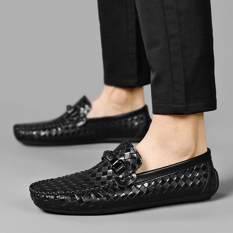 Chaussures décontractées en cuir à talon plat pour hommes - Droxev