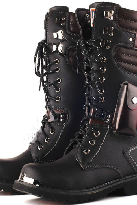 Bottes militaires montantes pour homme, en cuir et outillage - Droxev