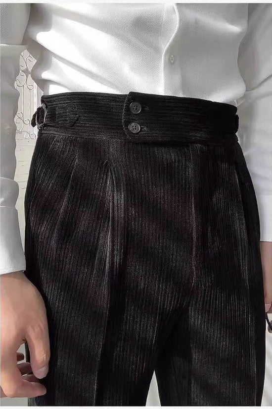 Pantalon de costume en velours côtelé pour homme, coupe droite, pour l'automne - Droxev