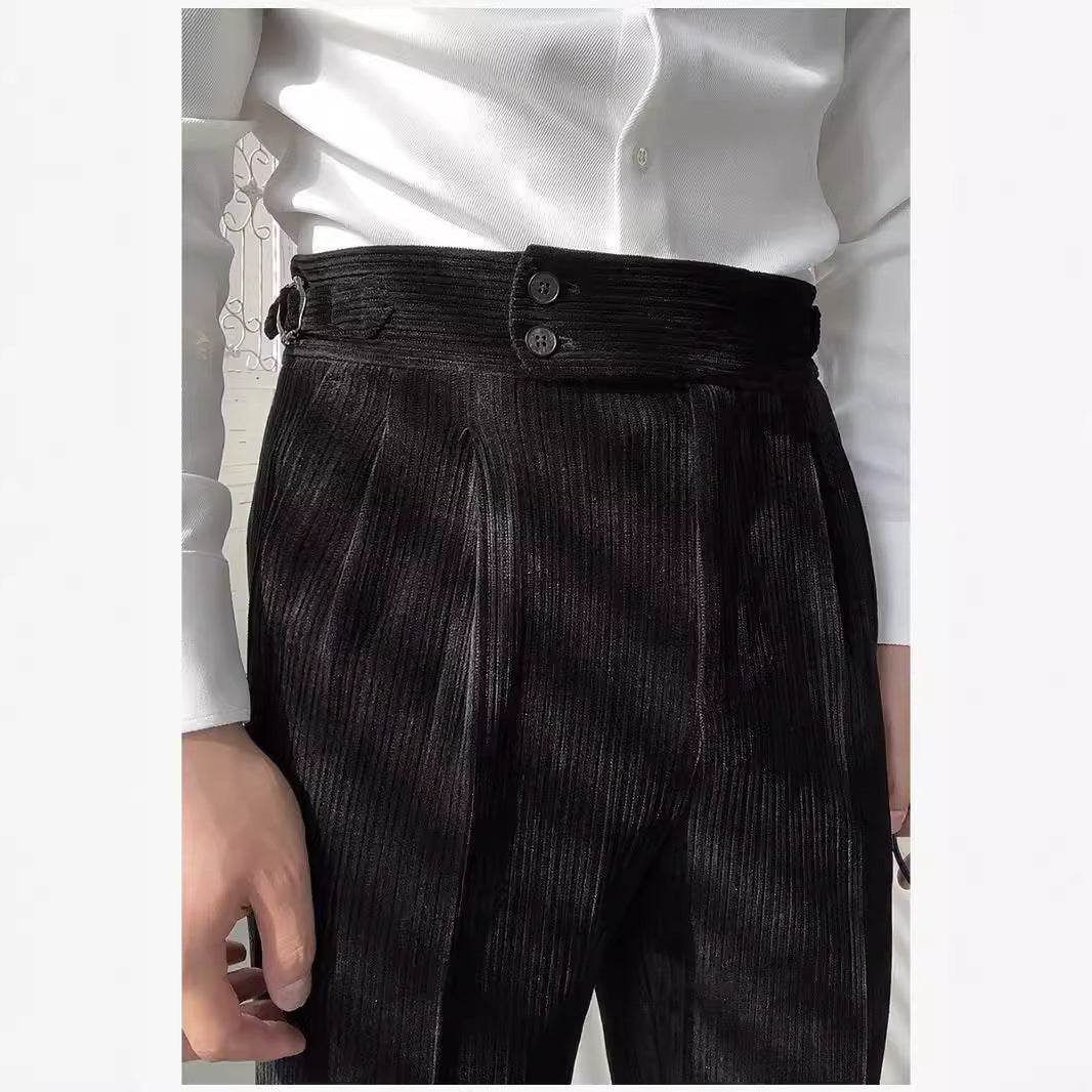 Pantalon de costume en velours côtelé pour homme, coupe droite, pour l'automne - Droxev
