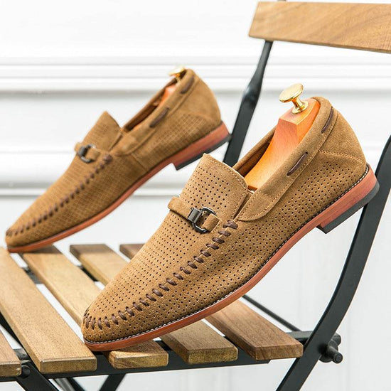 Chaussures à enfiler en cuir respirantes et résistantes au poinçonnage, style britannique - Droxev