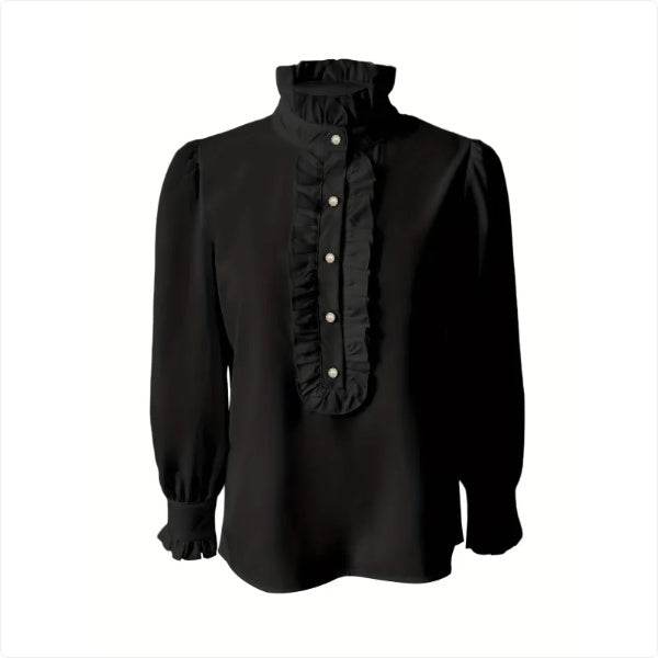 Chemise à manches longues avec ourlet en feuille de lotus - Droxev