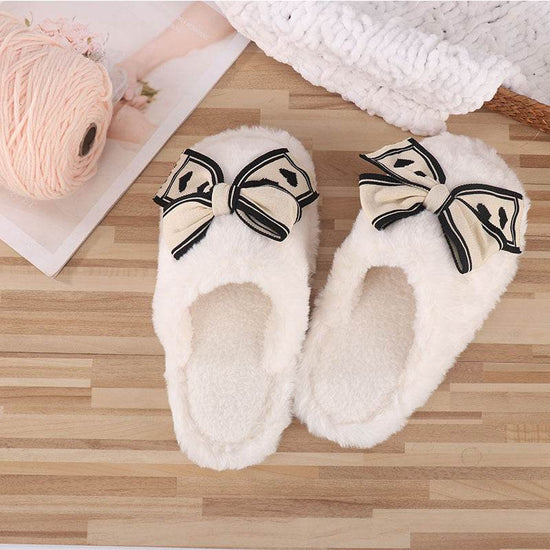 Pantoufles à nœud pour femmes, chaussures de maison chaudes et antidérapantes - Droxev