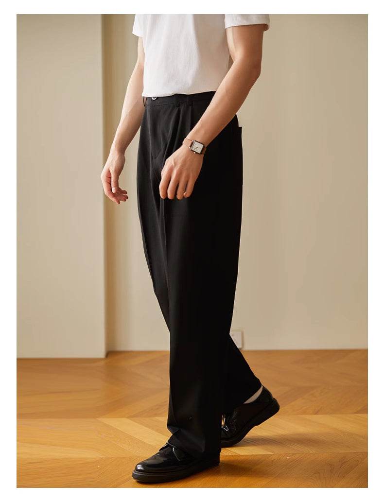 Pantalon décontracté drapé droit et élastique pour le travail - Droxev