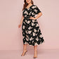 Robe Femme Imprimée Fleurie Col V Été
