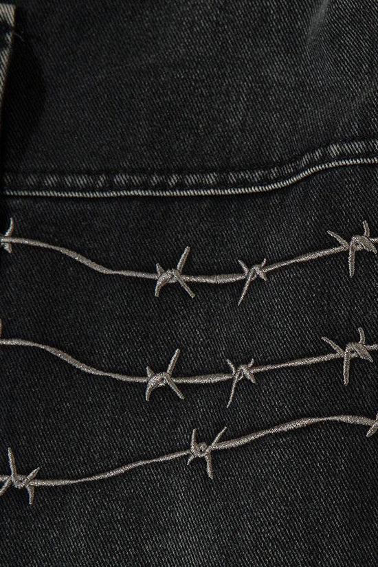 Pantalon ample brodé à jambes larges pour homme - Droxev