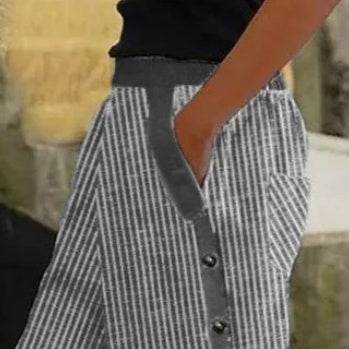Pantalon décontracté en lin imprimé exquis - Droxev