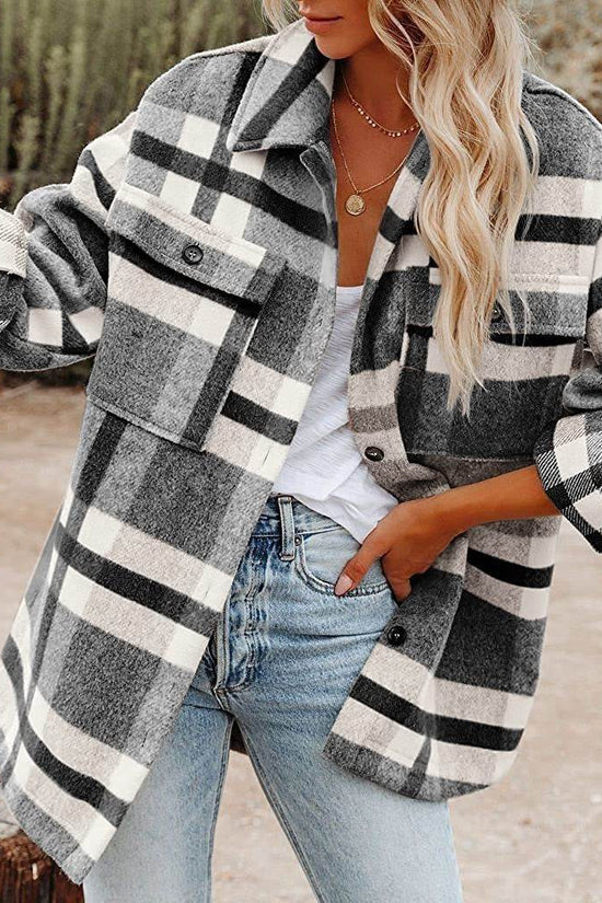 Chemise en laine et flanelle à carreaux et boutons - Droxev