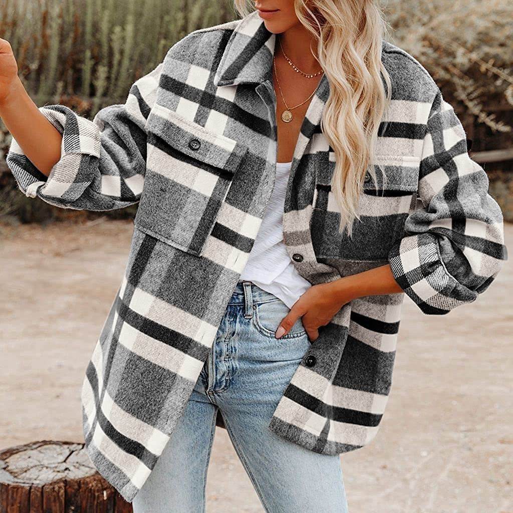 Chemise en laine et flanelle à carreaux et boutons - Droxev