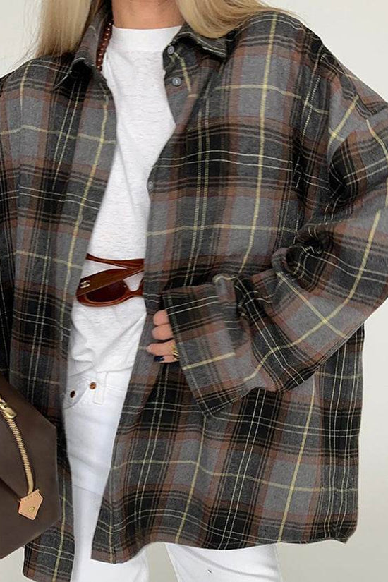 Chemise à manches longues à la mode rétro ample - Droxev