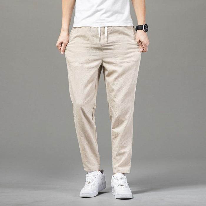 Pantalon fin de couleur unie pour homme, version épurée - Droxev