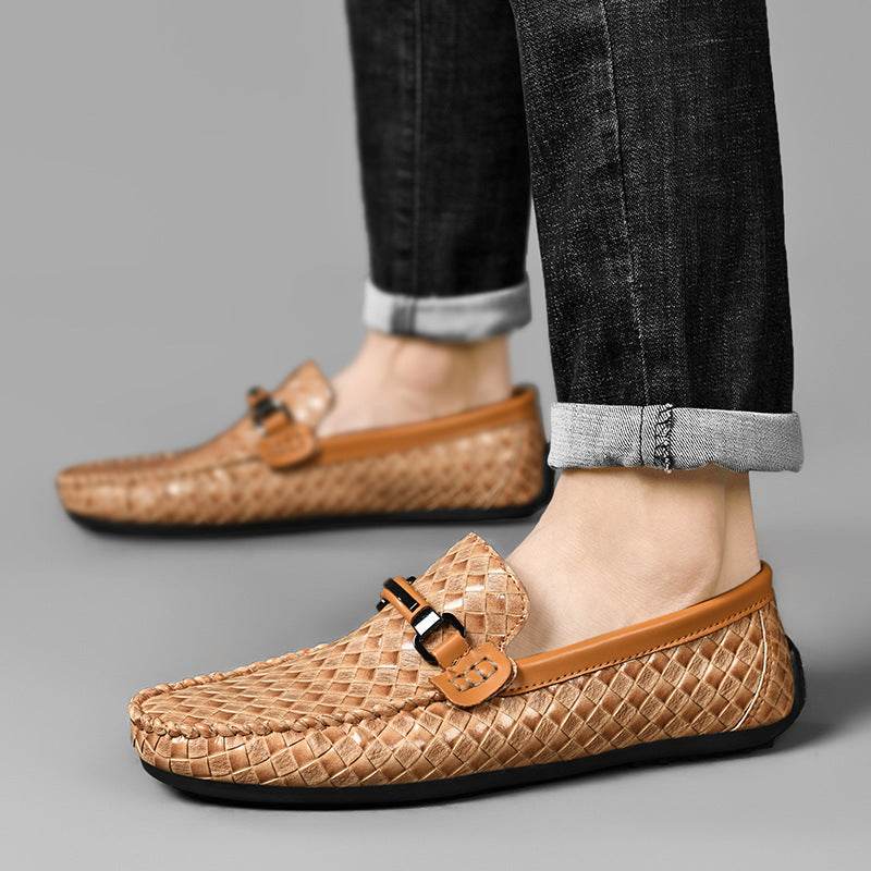 Chaussures décontractées en cuir à talon plat pour hommes - Droxev