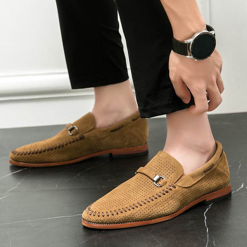 Chaussures à enfiler en cuir respirantes et résistantes au poinçonnage, style britannique - Droxev