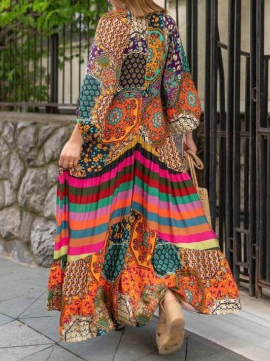 Robe extra longue de style ethnique pour femmes - Droxev