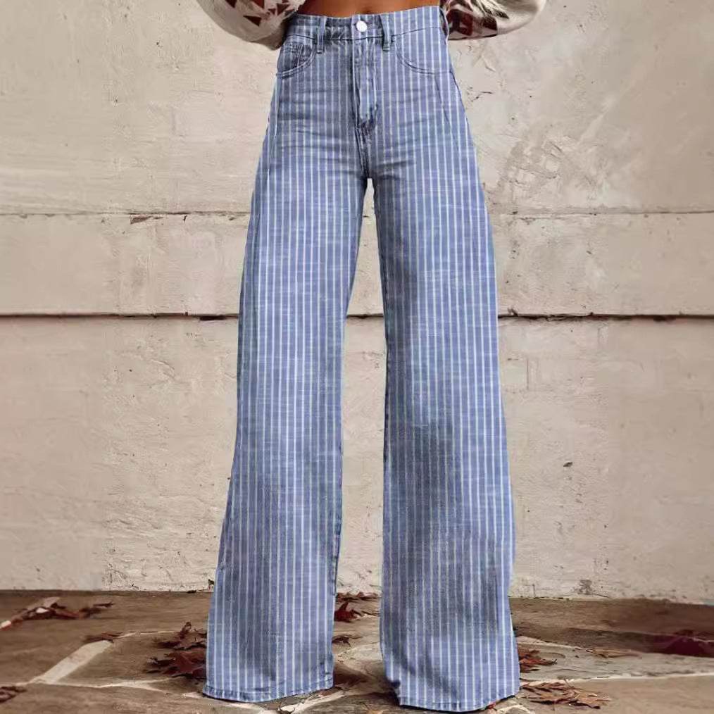 Pantalon décontracté imitation jean fin - Droxev