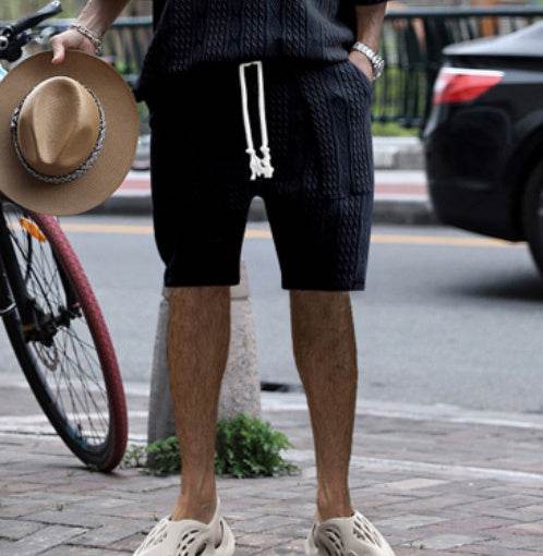 Short jacquard décontracté multi-poches pour le sport, droit et large, style printemps-été - Droxev