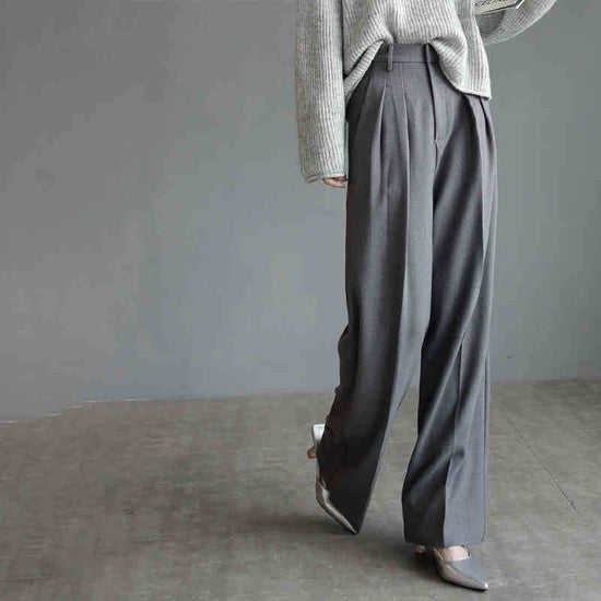 Pantalon de costume pour femme, pantalon slim à jambes larges - Droxev