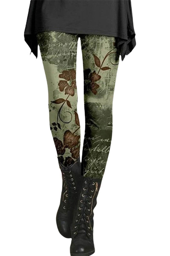 Leggings amincissants imprimés style rétro ethnique pour femmes - Droxev